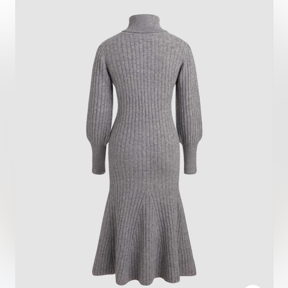 High Neck Solid Ruffle Fishtail Knitted Maxi Dress - image 5